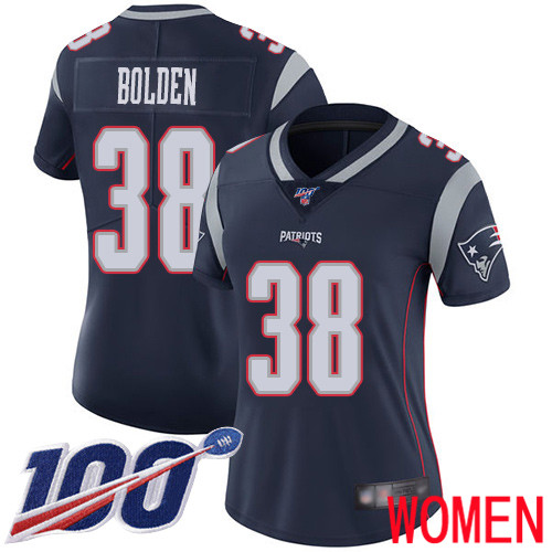 New England Patriots Football #38 100th Limited Navy Blue Women Brandon Bolden Home NFL Jersey->youth nfl jersey->Youth Jersey